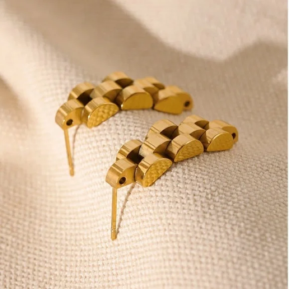 18K Gold Plated Watch Chain Earrings*Watch Band*Watch Link*ML - Picture 5 of 6